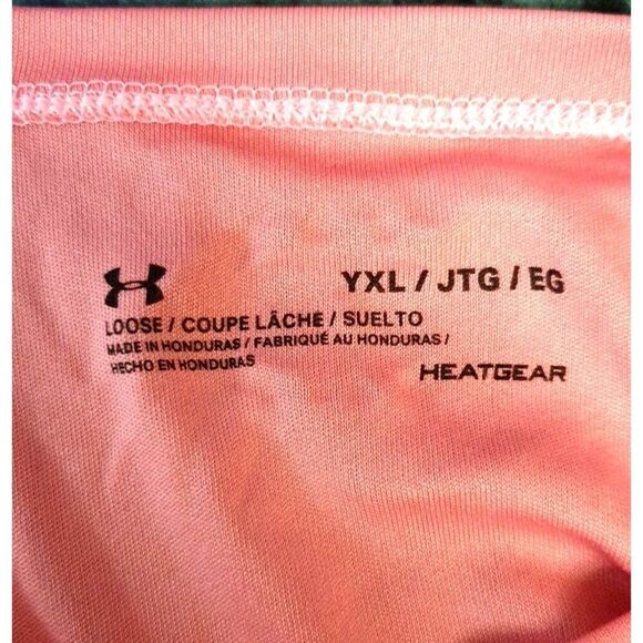 Under Armour Girls UA T-Shirt YXL Pink HeatGear Loose Fit Performance Top - Picture 5 of 6